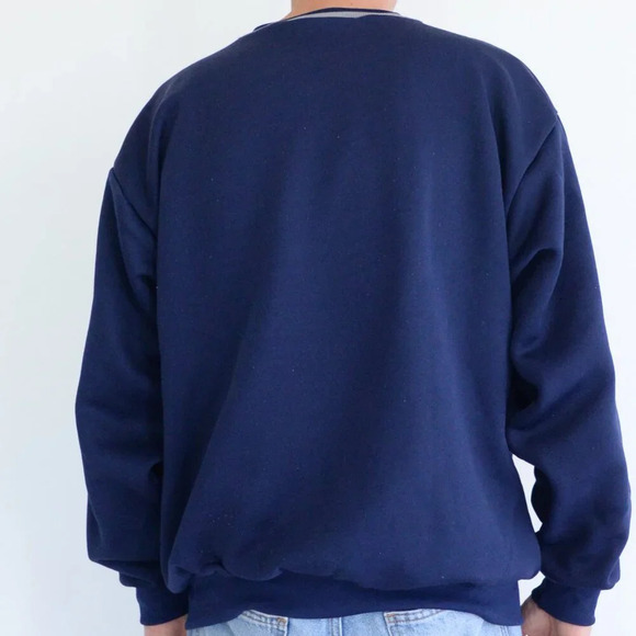 Vintage Majestic Dallas Cowboys Nfl Navy Gray Embroidered Pullover Sweater L - Picture 2 of 10